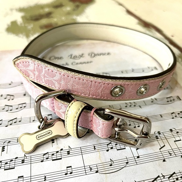 Coach Dog New M Vintage Coach Pink White Leather Dog Collar Poshmark